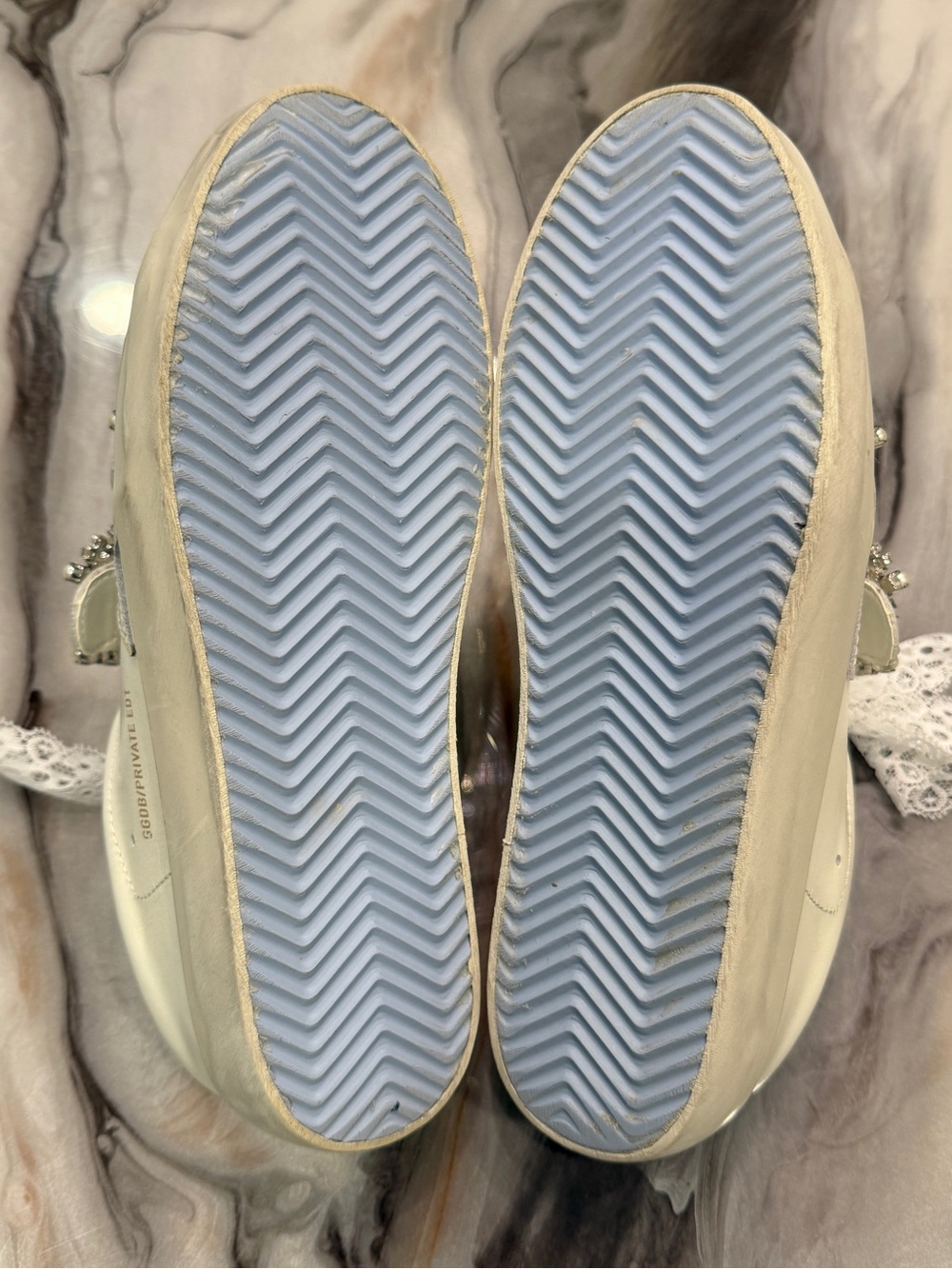 GOLDEN GOOSE Old School Sabot PEARL EMBELLISHED BUCKLE Sneakers 37/7 - Picture 12 of 16